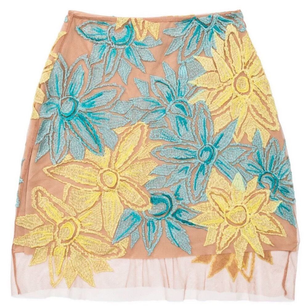 Nasty Gal x For Love & Lemons Wild Flower Embroidered Skirt ($188) size XS